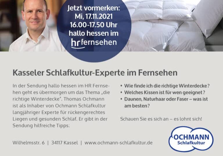 Anzeige Thomas Ochmann im Fernsehen 211115
